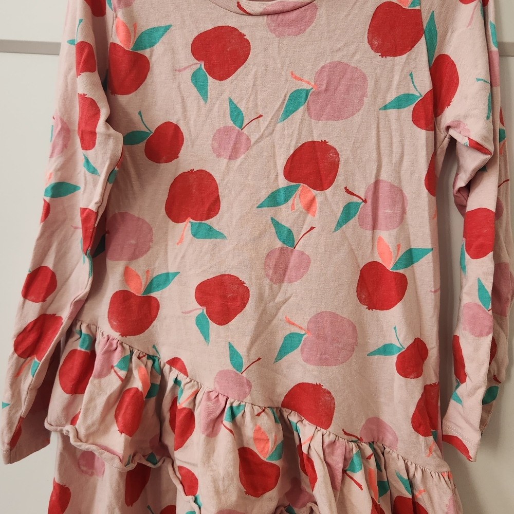 Mango Kids Dress with Red and Pink Apple Pattern